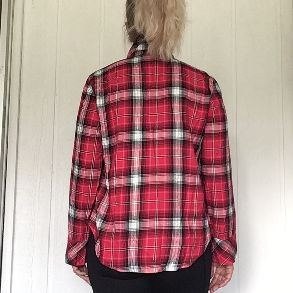 VICTORIAS SECRET PLAID FLANNEL PAJAMA SLEEP TOP MEDIUM - Picture 3 of 11